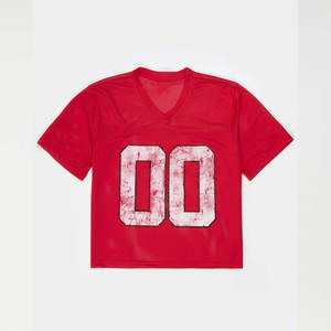 Airy Mesh V-Neck Camiseta de gran tamaño Contemporáneo Boxy Mesh V-Neck Top Ligero Transpirable V-Neck Mesh Shirt - Product Image 2