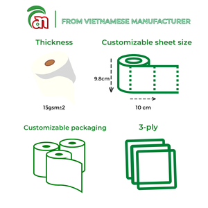 Ocean Fresh Eco Soft Papel higiénico de bambú de 2 capas Rollo biodegradable con estampado de puntos lisos Nueva opción ecológica - Product Image 3