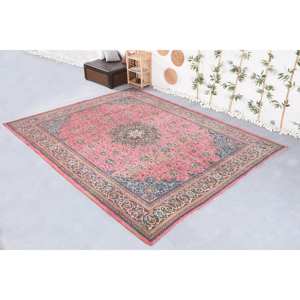 Rose Bleu Traditionnel Vintage Tapis Turc Grande Surface 9.5 X 12.5ft Classique Rectangle Motif Laine Latex Patchwork Technique De Tissage - Product Image 4