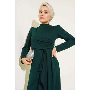 Robe plissée devant émeraude - Product Image 4