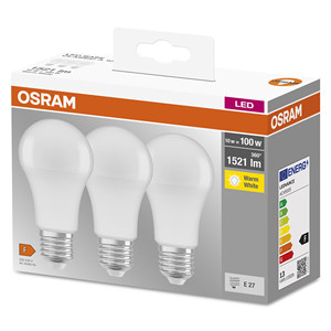 Paquete de 3 bombillas LED estándar E27 de 8,5 W y 4000 K (Osram 127531) - Product Image 1