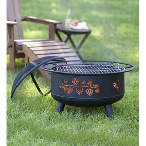 Large round <b>iron</b> <b>fire</b> <b>pit</b> ideal for burning wood safely creating warm atmosphere for outdoor garden party events - Product Image 5