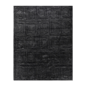 Alfombra Aprezo Clásica Geométrica Anudada a Mano de Acrílico Gris y Negro Aiar-3013 de Tejido Plano para Sala de Estar, Pasillo, Estilo Moderno - Product Image 1
