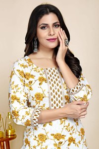Latest Designer Heavy Cotton Printed Kurta-Bottom Set by FabZone Indian & Pakistani Clothing - Product Image 2