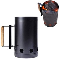 Pemantik arang dengan gagang/pemantik BBQ untuk berkemah/chimney pemantik BBQ logam dengan gagang kayu/pemantik arang cepat angeethi