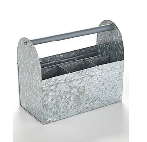 Galvanized Metal Flatware and <b>Utensil</b> Caddy with Carrying Handle - Product Image 1
