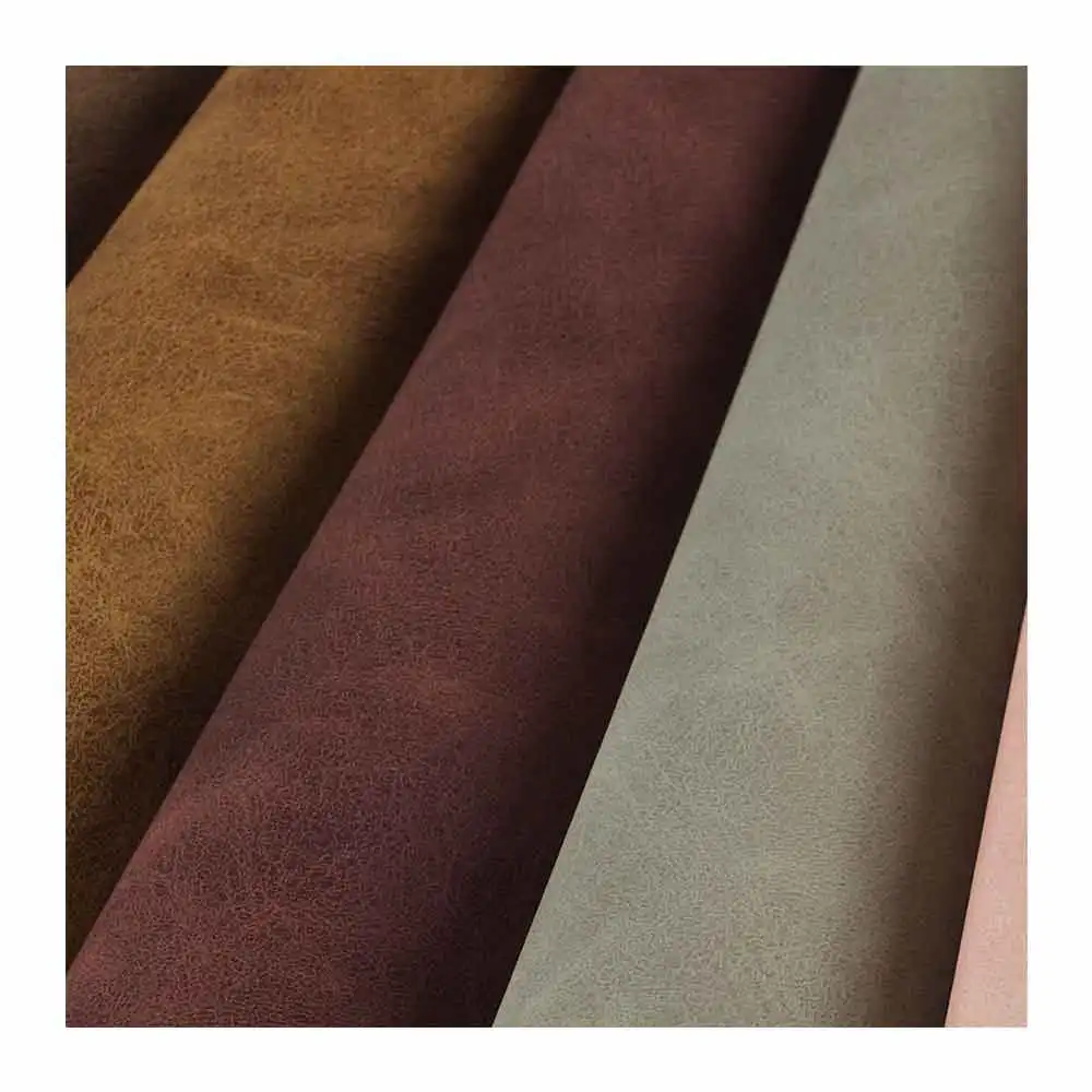 High Quality Charming Twotone Nubuck PU Synthetic fabrics Leather Stock Lot Leather sale