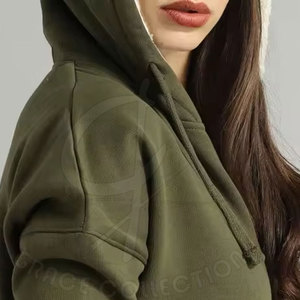 Hoodies courts à capuche pour femmes avec manches longues, 100 % coton, patchs personnalisés et logo frontal personnalisable - Product Image 5