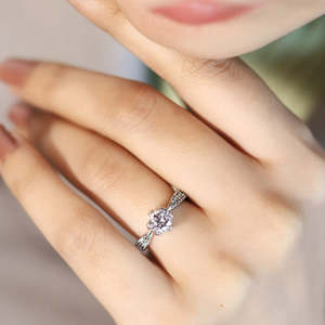 NOVAMART Fine Zarkan Romantic <b>Silver</b> <b>Solitaire</b> Propose <b>Ring</b> Fashionable Inlay Princess Cut Moissanite Free Size for Engagement W - Product Image 1