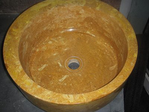 Cuenco elegante del lavabo de la piedra arenisca del oro de la flor para los proyectos de lujo del cuarto de baño del hotel - Product Image 2