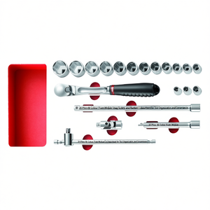 20-Piece Bi-Colour Foam Module Usag <b>Sockets</b> and <b>Ratchet</b> Assortment for Tool Organization and Convenience - Product Image 3