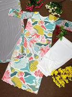 NOUVEAU DESIGNER – Ensemble Kurti et Dupatta en satin imprimé numérique fantaisie pour femme, idéal pour les soirées décontractées et les occasions spéciales
