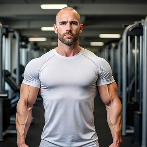 Musculation entraînement à manches courtes t-shirt hommes de haute qualité col rond Fitness t-shirt hommes 100% Polyester Muscle Fit t-shirt - Product Image 5