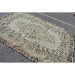 Vintage Rug, 5.7x8.6 ft Large Rug, <b>Brown</b> Blue <b>Wool</b> Rug - Product Image 2