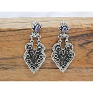 Handmade 925 Sterling Silver Wedding <b>Earring</b> <b>Stud</b> Natural Garnet <b>Amethyst</b> and Topaz Elegant Gift for Her - Product Image 3