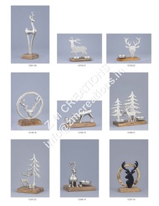 Arbre de Noël et Père Noël Sculpture De Noël Décoratif Photophore Bougeoir Bois Base Usine Cadeau Fournitures - Product Image 6