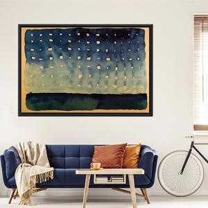 ภาพแขวนผนังแบบนามธรรม - ภาพพิมพ์บนผ้าใบลายแสงดาวยามค่ำคืน,1P:กรอบสีดำ - Product Image 1