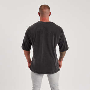 T-shirt streetwear délavé à l'acide avec logo personnalisable, 100 % coton, motif uni, vintage, décontracté, surdimensionné, prix direct usine - Product Image 2