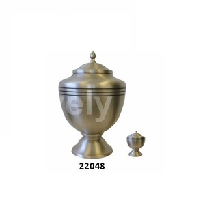 Urne adulte de crémation en laiton étain solide à trois bandes avec urne souvenir pour les cendres humaines sac en velours gratuit - Product Image 1