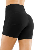 Short de Yoga respirant taille haute pour femme ceinture contrôle du ventre Fitness basique entraînement athlétique Shorts de course poches profondes