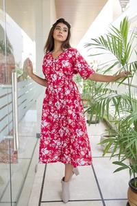 ชุดเดรสสั้นผ้าฝ้ายบล็อกมือสไตล์อินเดียชุดของขวัญสำหรับเพื่อนเจ้าสาวชุดเดรสพิมพ์ลายดอกไม้สำหรับใส่ในฤดูร้อนของขวัญสำหรับผู้หญิง - Product Image 2