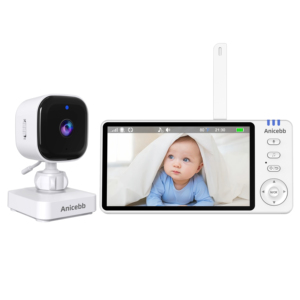 Anicebb ABM590 Moniteur bébé portable 5 pouces avec batterie intégrée, caméra <span class=keywords><strong>sans</strong></span> fil 720P, vision nocturne longue portée, audio bidirectionnel - Product Image 1