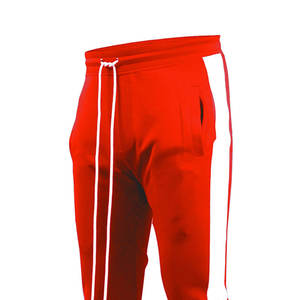 Pantalon de survêtement pour homme à rayures latérales rouge et blanc, pantalon de sport, pantalon d'entraînement, ample, taille élastique avec fermeture éclair au bas - Product Image 4