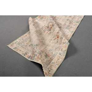 Turkish 3.7x6.6 ft Vintage Moroccan <b>Wool</b> Rug <b>Brown</b> Patchwork Design with Latex Backing - Product Image 4