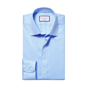 Non-Iron Sky <b>Blue</b> Puppytooth Shirt Effortless Style & Comfort for Any Occasion - Product Image 4