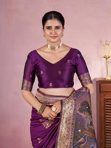 JECQAURD Saree de travail manuel avec pallu de tissage numérique et saree de fête de tissage Jalar Zari pour enfants - Product Image 3