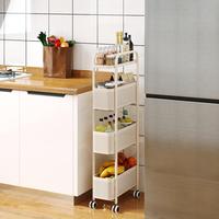 Étagère de rangement pour épices étroite à trois couches en métal avec roues universelles Organisateur de salle de bain cuisine à domicile