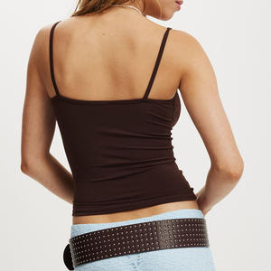 เสื้อกล้ามสตรีไม่มีสายสีน้ำตาลแขนกุดใส่ออกกำลังกาย - Product Image 4