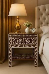 Table d'appoint contemporaine décorative en incrustation d'os avec motifs artisanaux pour l'ameublement moderne - Product Image 2