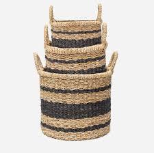 Vintage Strong Seagrass <b>Storage</b> <b>Baskets</b> with Hand-Woven Bamboo Handles and <b>Lids</b> for Home Organization Wholesale From Vietnam - Product Image 2