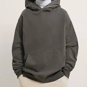 Sudadera con capucha extragrande de diseño urbano para hombre, 100% algodón grueso y pesado, estilo francés, sin estampado. - Product Image 6