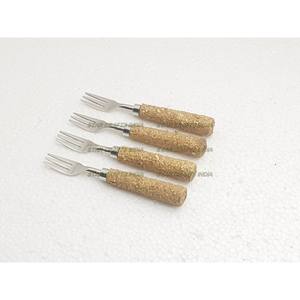 Cuchara de acero inoxidable, tenedor, cubiertos con mango de madera de resina epoxi, juego de cubiertos de acero inoxidable - Product Image 4