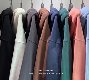 Sudadera con Capucha Casual de Alta Calidad de 400 g/m², Color Puro, Doble Cremallera, Forro Polar, 100% Algodón, Bordada, Básica, para Hombre - Product Image 2