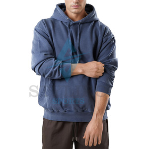 Customizable Vintage Oversized Men's Pullover Hooded Hoodie Solid <b>Thick</b> <b>Fleece</b> High Quality Personalized Logo - Product Image 3