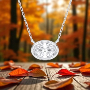 1,00 quilates corte ovalado/Moissanite solitario colgante forma de bisel en plata de ley para ella - Product Image 5