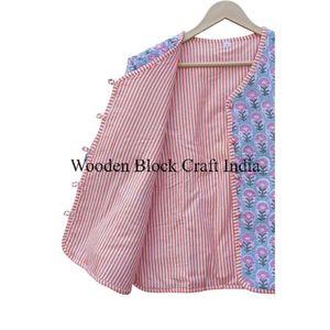 Veste en tricot matelassée à imprimé indien, faite à la main, pour femmes, fleurs violettes, bohème, décontractée, cadeau, coton biologique respirant - Product Image 5