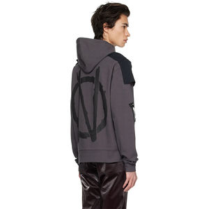 Sweat à capuche en jersey de coton d'hiver personnalisé OEM avec design en strass, fermeture éclair écologique, détails en métal brillant dans le noir - Product Image 3