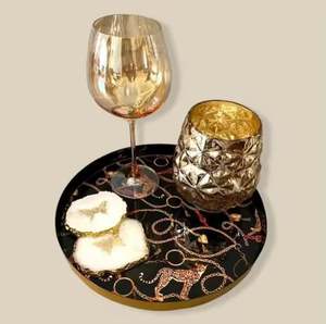 2024 Plateau rond en émail coloré et plateau Imprimé léopard ou impression personnalisée acceptable - Product Image 3