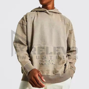 Sweat à capuche pour homme en denim délavé, logo personnalisé, best-seller pour l'hiver, prix raisonnable, anti-rétrécissement, lettres - Product Image 1