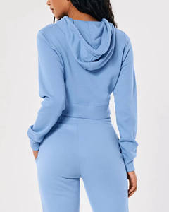 Sudadera con capucha corta de forro polar con cremallera, manga larga, deportiva, para entrenamiento, tipo jersey, de invierno, 100% algodón, para hombre - Product Image 2