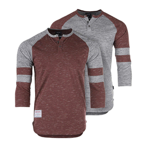 Venta al por mayor Slim Fit Quarter Sleeve Crew Neck Raglan Camisetas para hombres Transpirable Poliéster/Algodón Alta calidad DDP Envío - Product Image 4