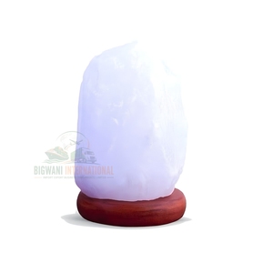 Lámpara de Cristal de Sal Blanca Premium Tallada a Mano con Forma Natural, Luz de Mesa con Interruptor Regulador y Base - Product Image 1