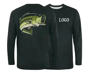 Хит продаж, футболки для рыбалки с логотипом на заказ, 100% полиэстер, быстросохнущие, ультрафиолетовые, с длинным рукавом, для рыбалки, мужская одежда