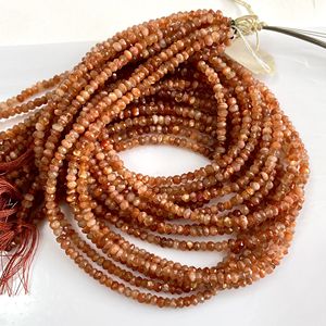 Perles de forme de rondelle à facettes orange pierre de soleil perles de pierres précieuses en gros naturelles pour fournitures de bijoux - Product Image 1