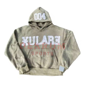 Meilleur fabricant de sweats à capuche en coton/polyester de haute qualité, personnalisés, unis, d'hiver, avec broderie effet vieilli pour hommes, prix de gros - Product Image 1