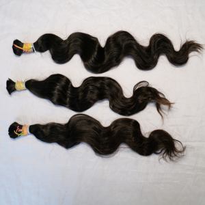Extensiones de cabello humano virgen sin procesar Color Natural Body Wave Bulk Indian Remy Hair Cutícula alineada Loose Deep Wave Style - Product Image 3